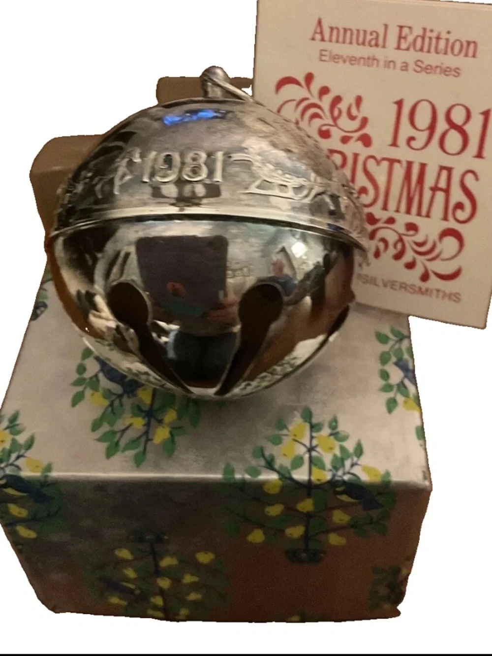 VTG Wallace Silversmiths 1981 Silverplate Christmas Sleigh Bell w/Box